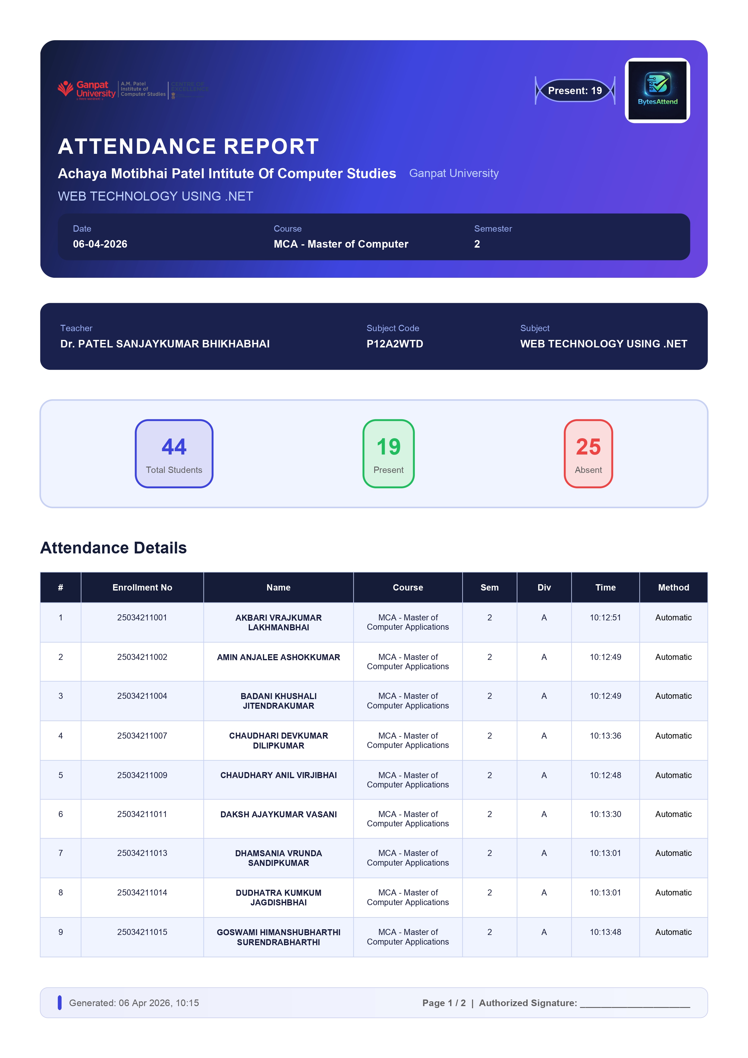 BytesAttend - AI-Powered Attendance Management System for Universities ...